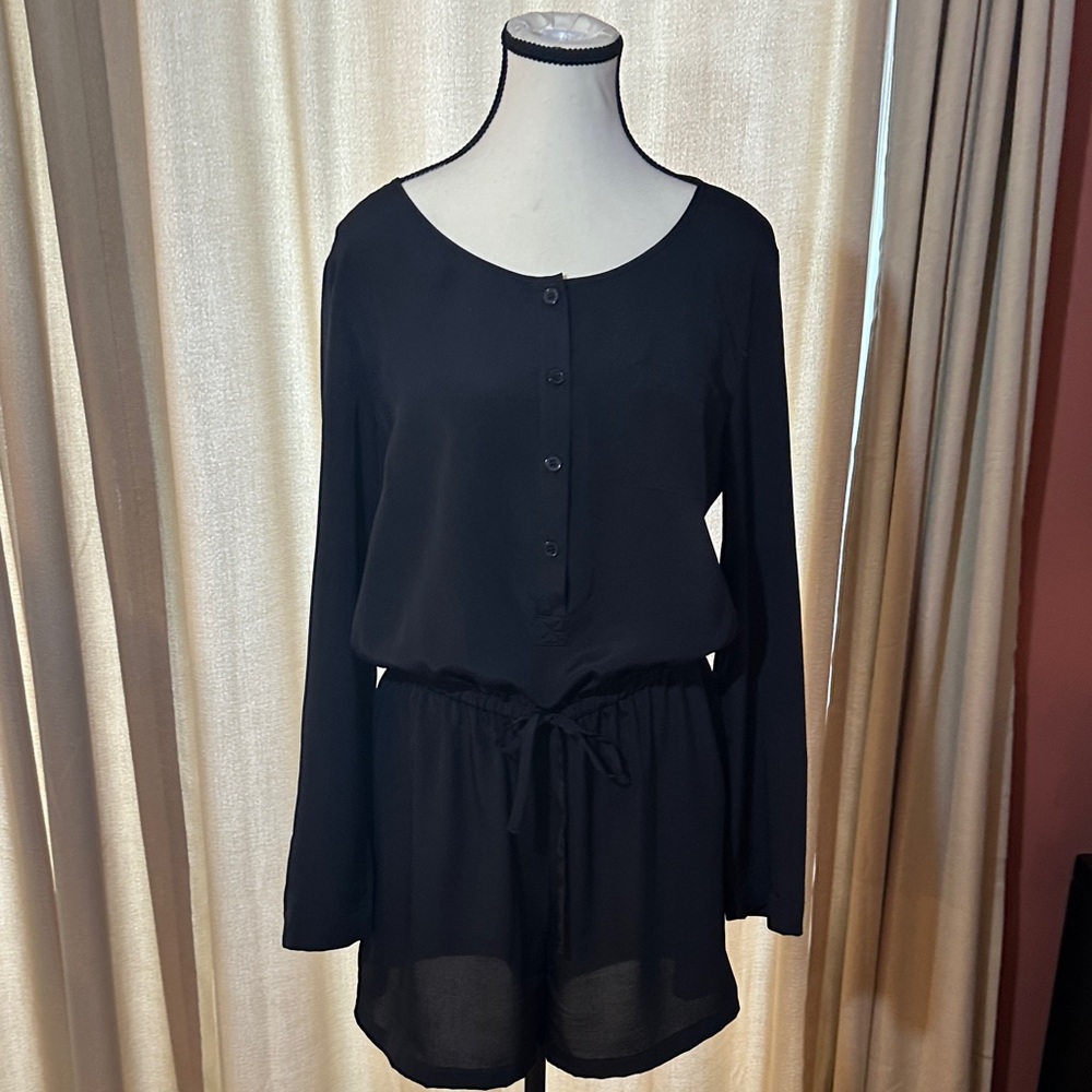 LOFT Elegant Black Buttoned Romper